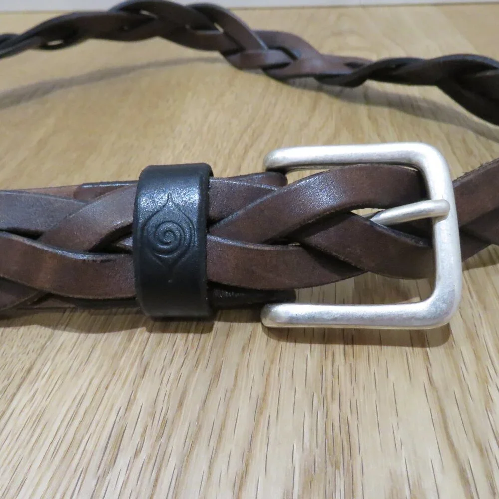 PHANTASMAGORIA LEATHER Dylan Braided Leather Belt in Dark Brown Western Size 38